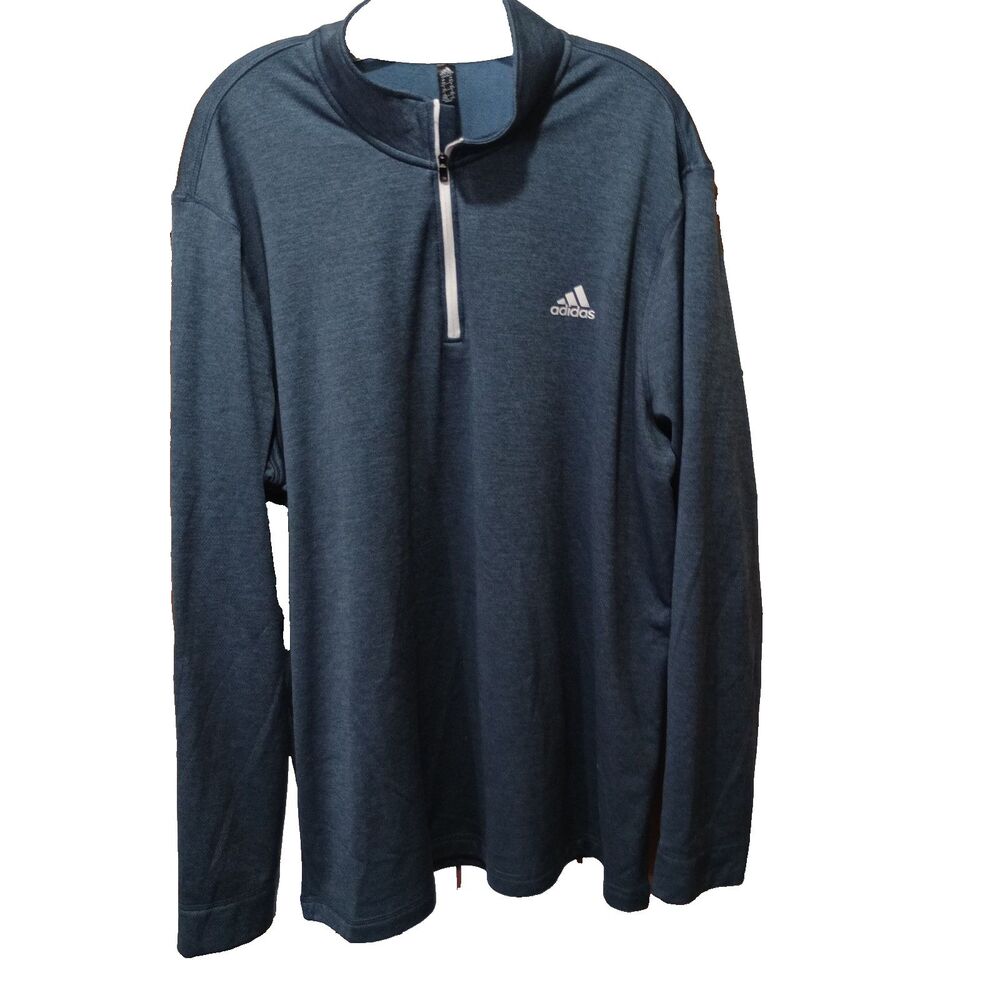 Adidas Golf 2XL Quarter Zip Pullover Blue Fleece Lined Performance Jacket